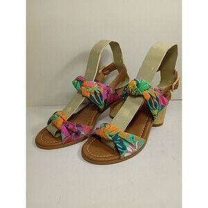 Alex Marie Haonny Multi Floral Tropical Knot Block Heel Sandals Women's Size 9M
